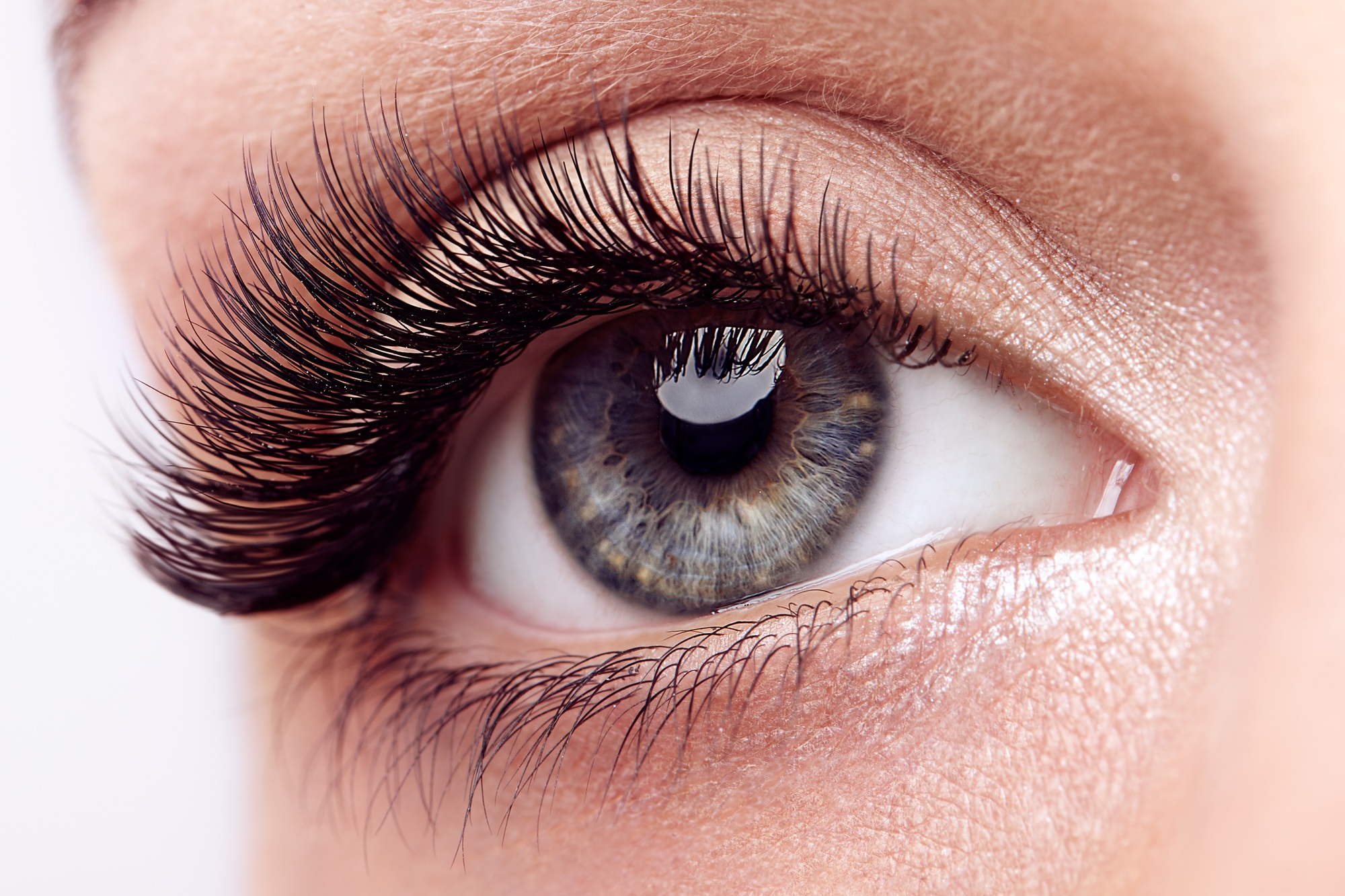 Female eye with long false eyelashes