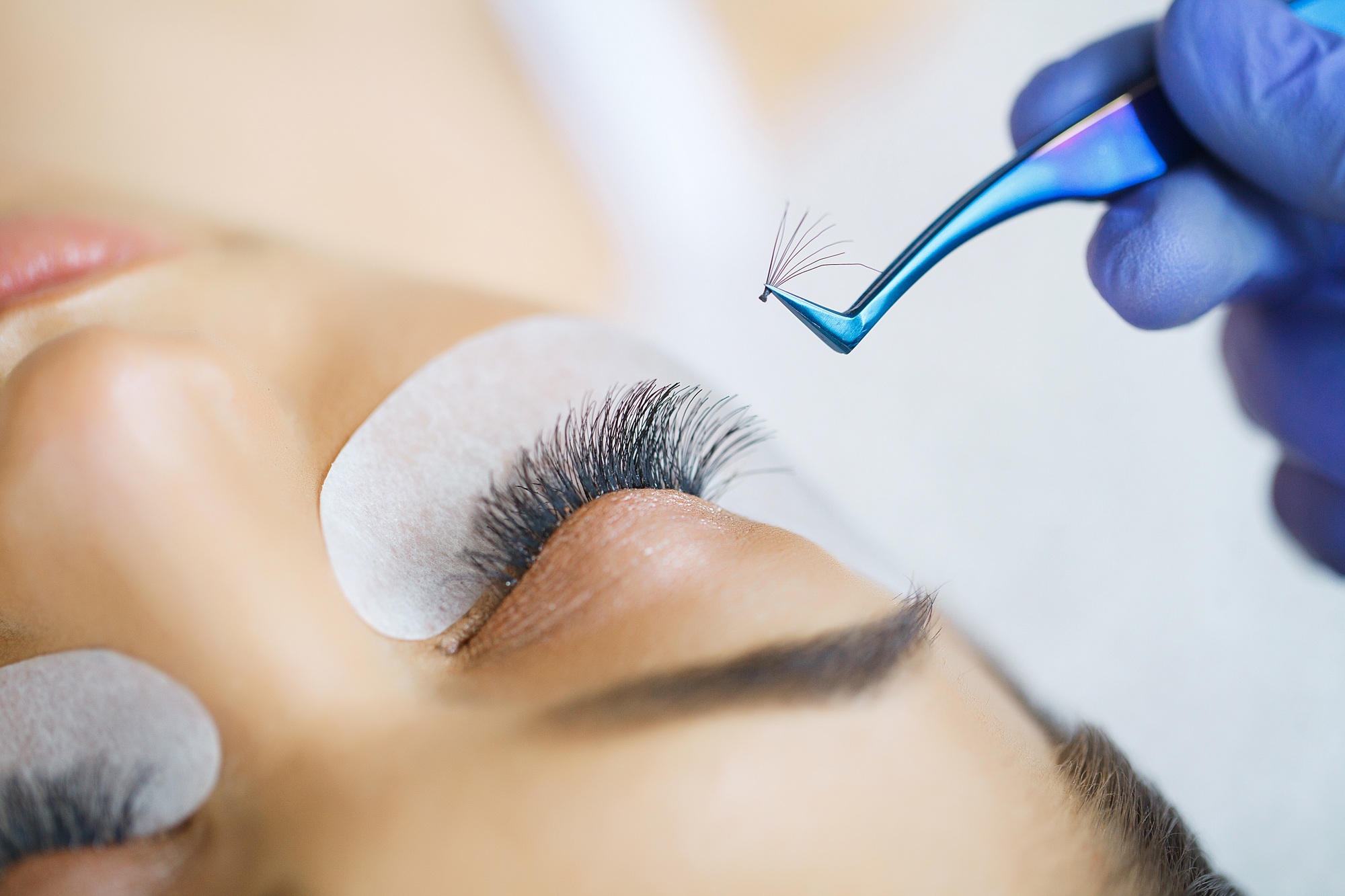 Woman Eye with Long Eyelashes. Lashes, close up, selected focus.